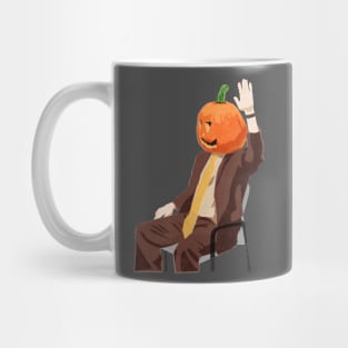 Dwight Shrute with a Pumpkin Head Mug